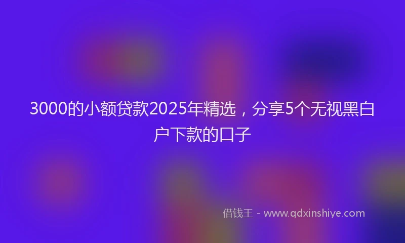 3000的小额贷款2025年精选，分享5个无视黑白户下款的口子
