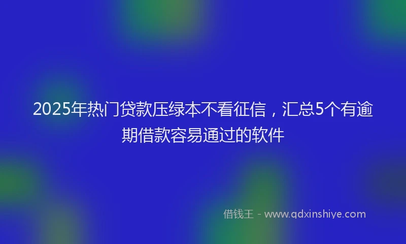 2025年热门贷款压绿本不看征信，汇总5个有逾期借款容易通过的软件