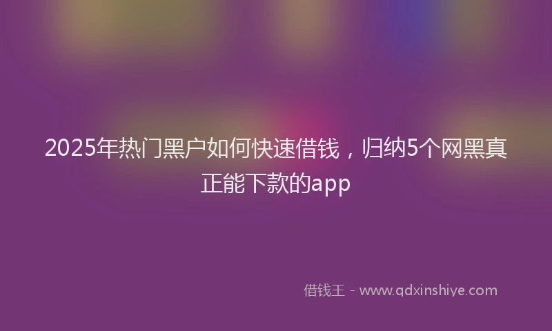 2025年热门黑户如何快速借钱，归纳5个网黑真正能下款的app