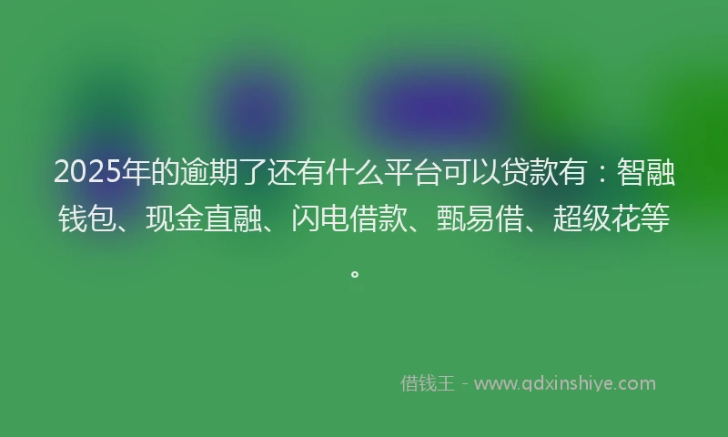 2025年的逾期了还有什么平台可以贷款有：智融钱包、现金直融、闪电借款、甄易借、超级花等。