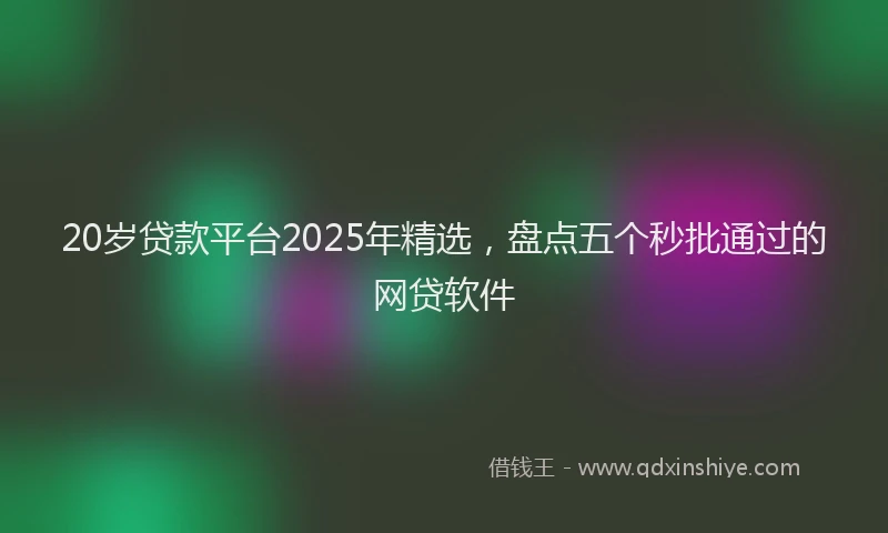 20岁贷款平台2025年精选，盘点五个秒批通过的网贷软件