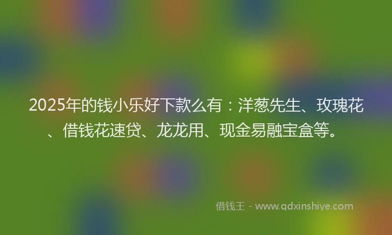 2025年的钱小乐好下款么有：洋葱先生、玫瑰花、借钱花速贷、龙龙用、现金易融宝盒等。