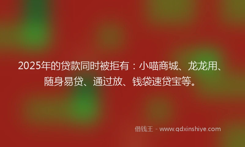 2025年的贷款同时被拒有：小喵商城、龙龙用、随身易贷、通过放、钱袋速贷宝等。