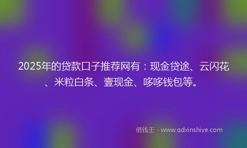 2025年的贷款口子推荐网有：现金贷途、云闪花、米粒白条、壹现金、哆哆钱包等。