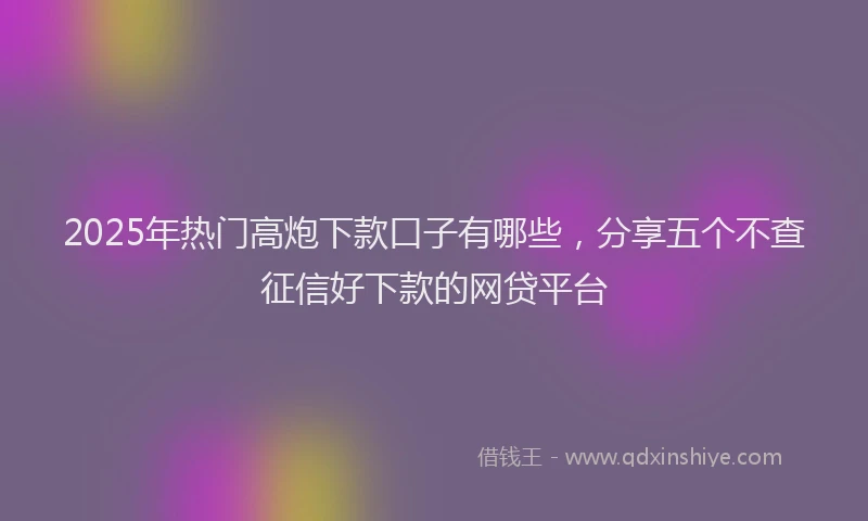 2025年热门高炮下款口子有哪些，分享五个不查征信好下款的网贷平台