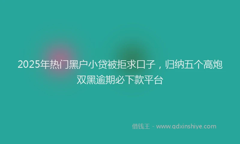 2025年热门黑户小贷被拒求口子，归纳五个高炮双黑逾期必下款平台