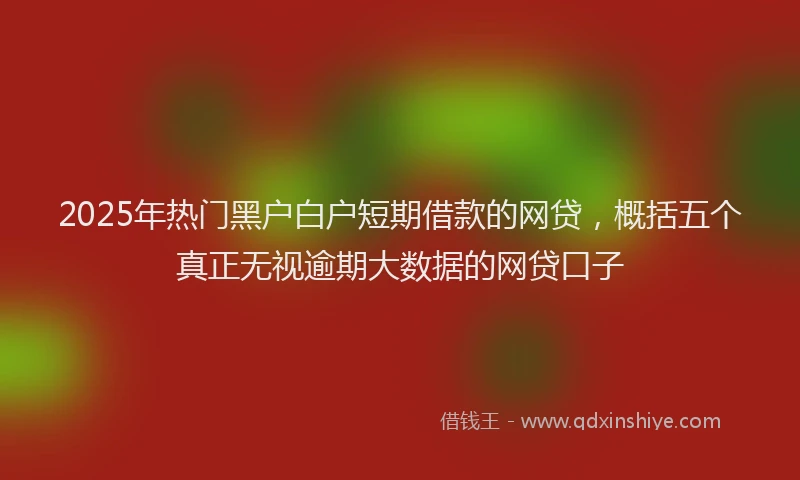2025年热门黑户白户短期借款的网贷，概括五个真正无视逾期大数据的网贷口子