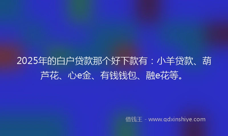 2025年的白户贷款那个好下款有：小羊贷款、葫芦花、心e金、有钱钱包、融e花等。