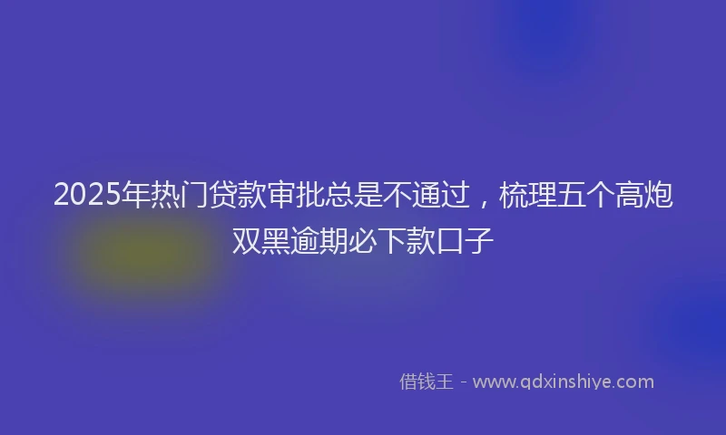 2025年热门贷款审批总是不通过，梳理五个高炮双黑逾期必下款口子