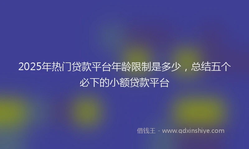 2025年热门贷款平台年龄限制是多少，总结五个必下的小额贷款平台
