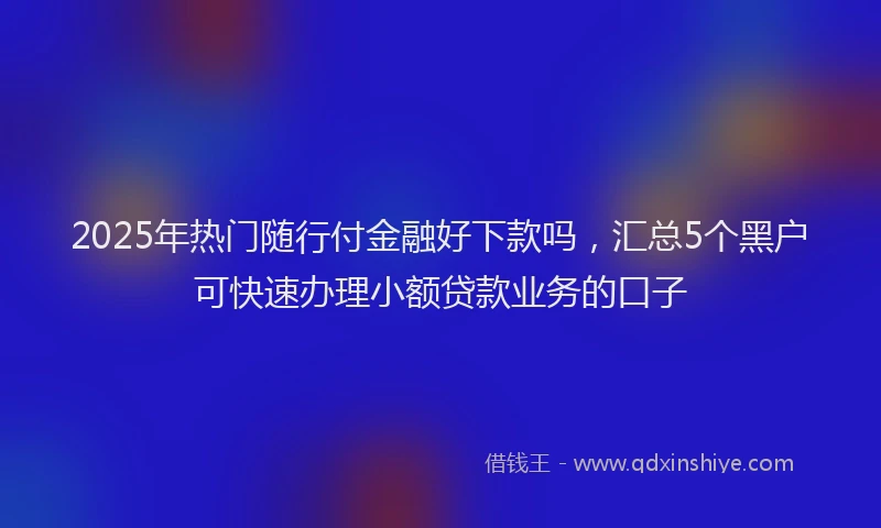 2025年热门随行付金融好下款吗，汇总5个黑户可快速办理小额贷款业务的口子
