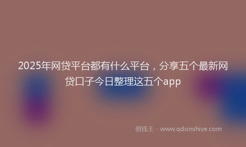 2025年网贷平台都有什么平台，分享五个最新网贷口子今日整理这五个app