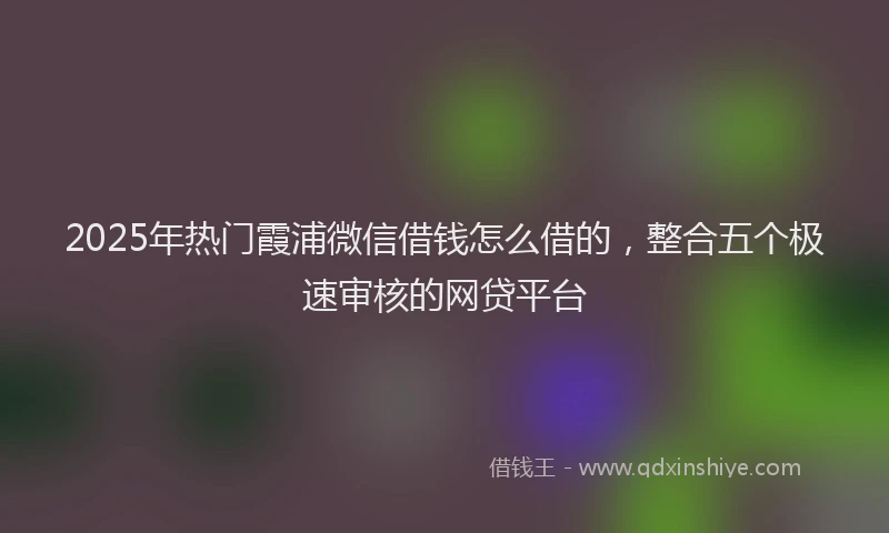 2025年热门霞浦微信借钱怎么借的，整合五个极速审核的网贷平台