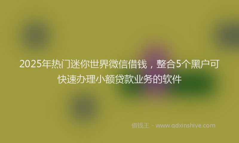 2025年热门迷你世界微信借钱，整合5个黑户可快速办理小额贷款业务的软件