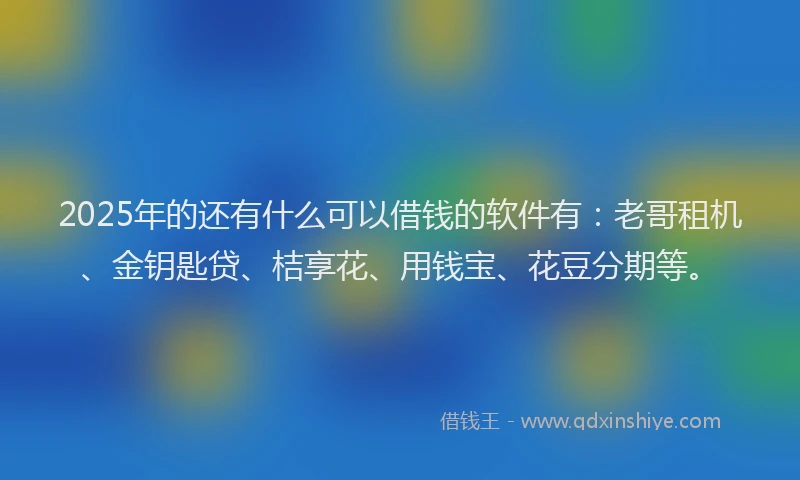 2025年的还有什么可以借钱的软件有：老哥租机、金钥匙贷、桔享花、用钱宝、花豆分期等。
