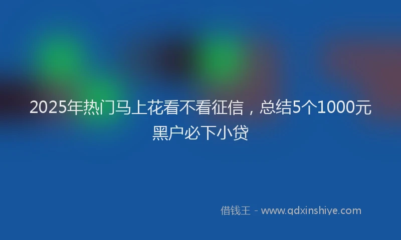 2025年热门马上花看不看征信，总结5个1000元黑户必下小贷