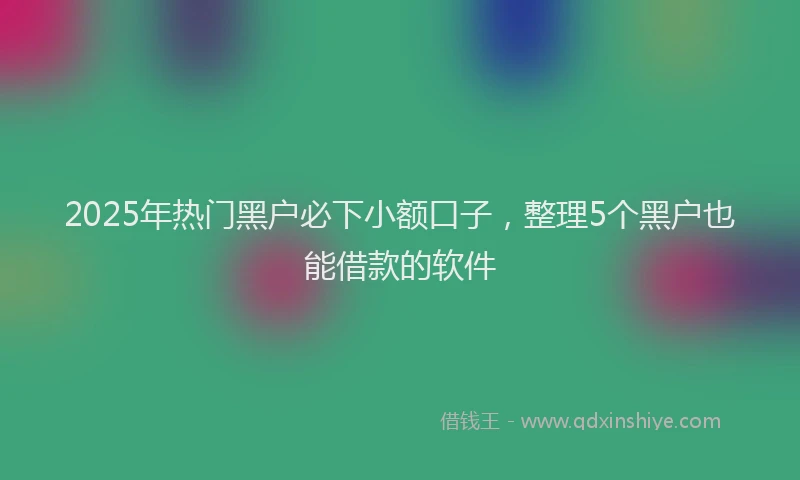 2025年热门黑户必下小额口子，整理5个黑户也能借款的软件