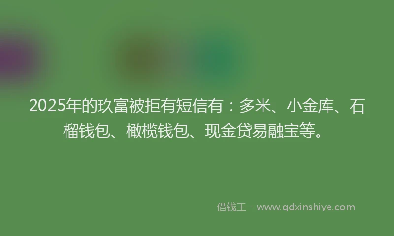 2025年的玖富被拒有短信有：多米、小金库、石榴钱包、橄榄钱包、现金贷易融宝等。