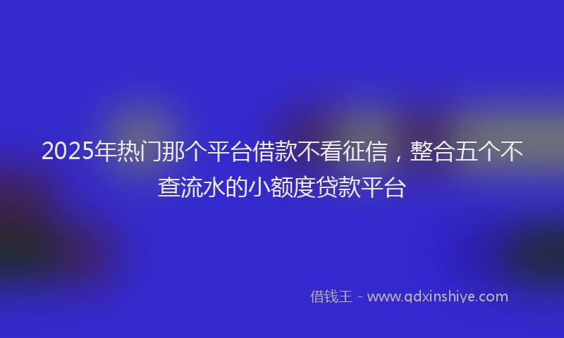2025年热门那个平台借款不看征信，整合五个不查流水的小额度贷款平台