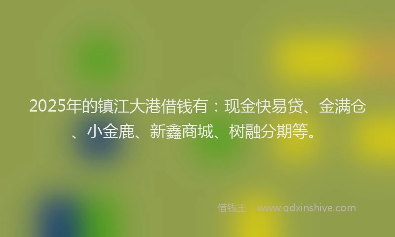 2025年的镇江大港借钱有：现金快易贷、金满仓、小金鹿、新鑫商城、树融分期等。