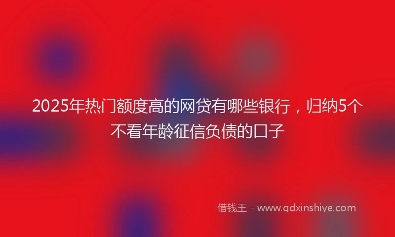 2025年热门额度高的网贷有哪些银行，归纳5个不看年龄征信负债的口子