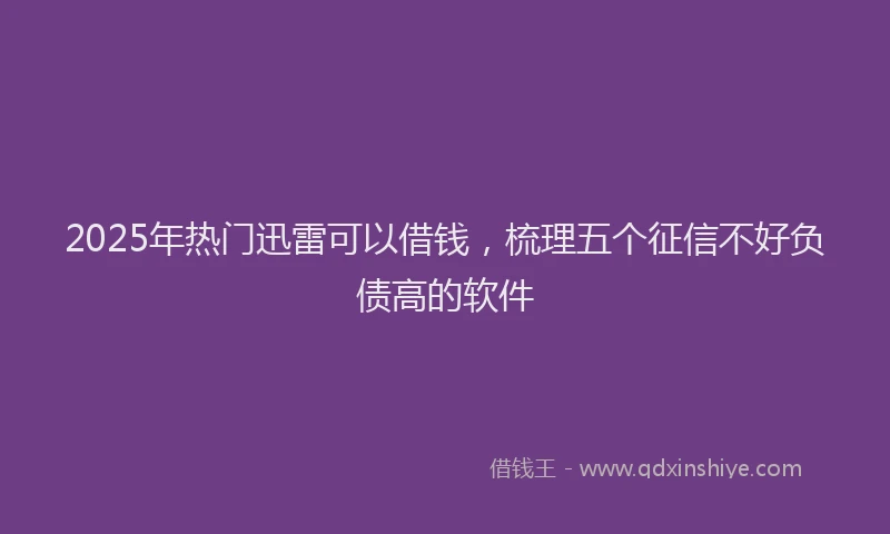 2025年热门迅雷可以借钱，梳理五个征信不好负债高的软件