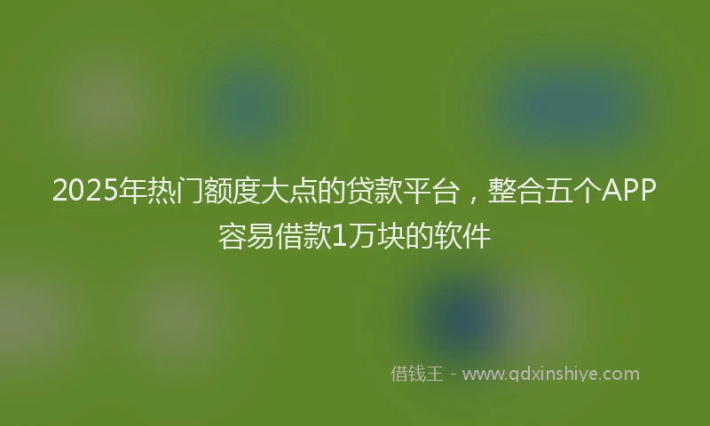 2025年热门额度大点的贷款平台，整合五个APP容易借款1万块的软件