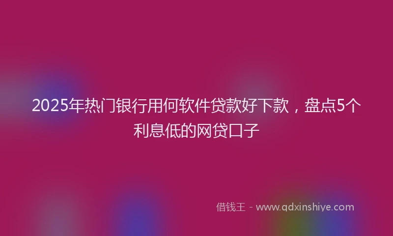 2025年热门银行用何软件贷款好下款，盘点5个利息低的网贷口子