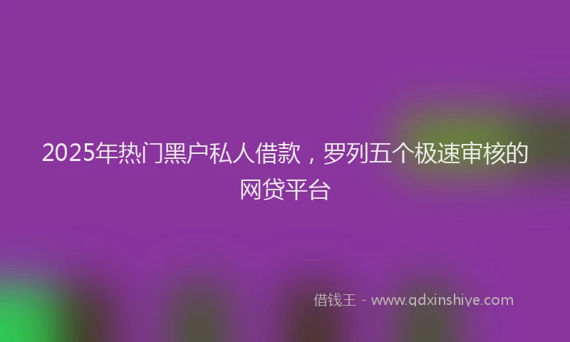 2025年热门黑户私人借款，罗列五个极速审核的网贷平台