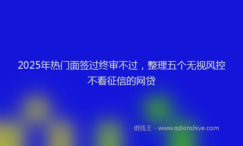 2025年热门面签过终审不过，整理五个无视风控不看征信的网贷