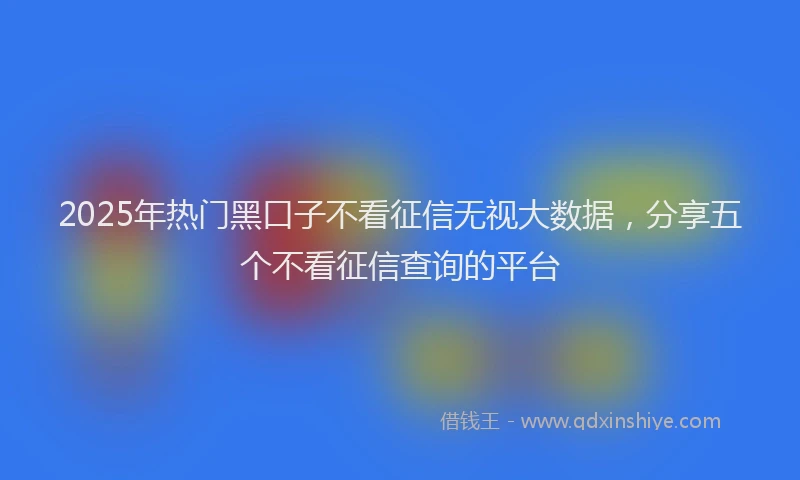 2025年热门黑口子不看征信无视大数据，分享五个不看征信查询的平台