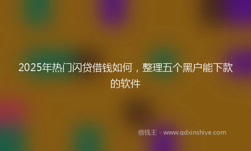 2025年热门闪贷借钱如何，整理五个黑户能下款的软件