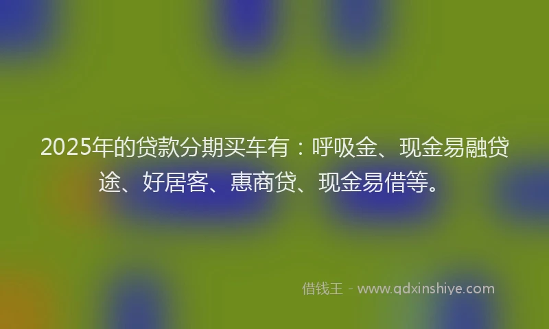 2025年的贷款分期买车有：呼吸金、现金易融贷途、好居客、惠商贷、现金易借等。
