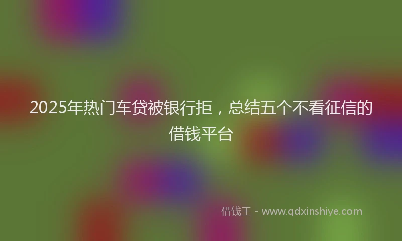2025年热门车贷被银行拒，总结五个不看征信的借钱平台