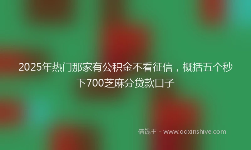 2025年热门那家有公积金不看征信，概括五个秒下700芝麻分贷款口子