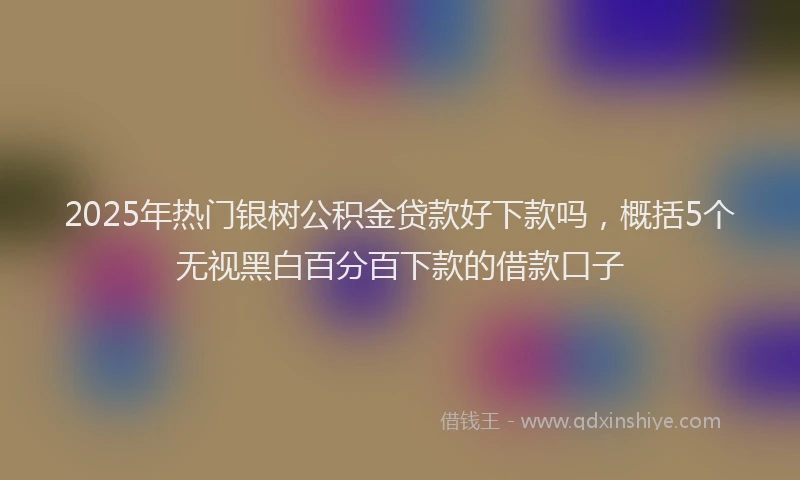 2025年热门银树公积金贷款好下款吗，概括5个无视黑白百分百下款的借款口子