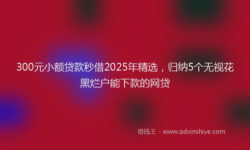 300元小额贷款秒借2025年精选，归纳5个无视花黑烂户能下款的网贷