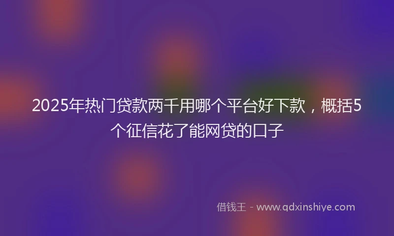 2025年热门贷款两千用哪个平台好下款，概括5个征信花了能网贷的口子