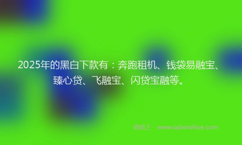 2025年的黑白下款有：奔跑租机、钱袋易融宝、臻心贷、飞融宝、闪贷宝融等。