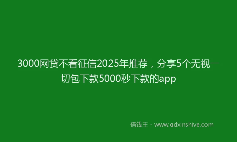 3000网贷不看征信2025年推荐，分享5个无视一切包下款5000秒下款的app