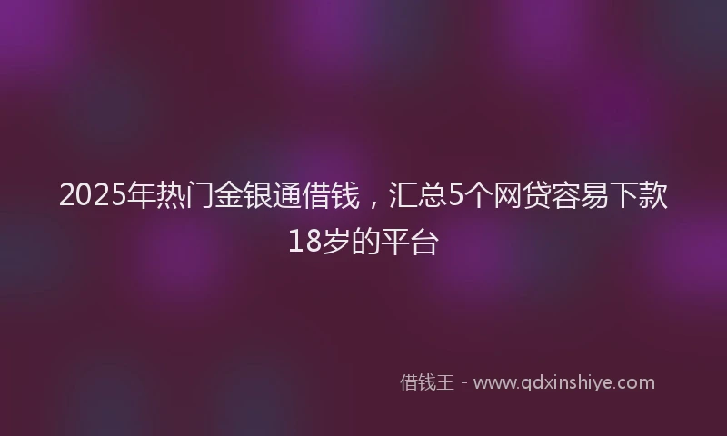 2025年热门金银通借钱，汇总5个网贷容易下款18岁的平台
