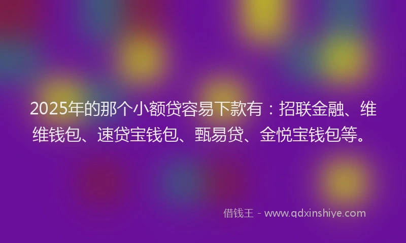 2025年的那个小额贷容易下款有：招联金融、维维钱包、速贷宝钱包、甄易贷、金悦宝钱包等。