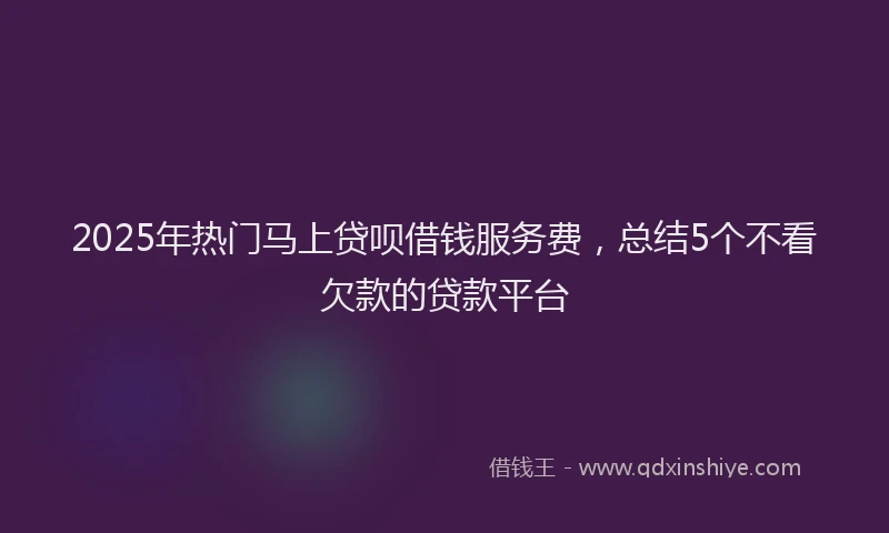 2025年热门马上贷呗借钱服务费，总结5个不看欠款的贷款平台