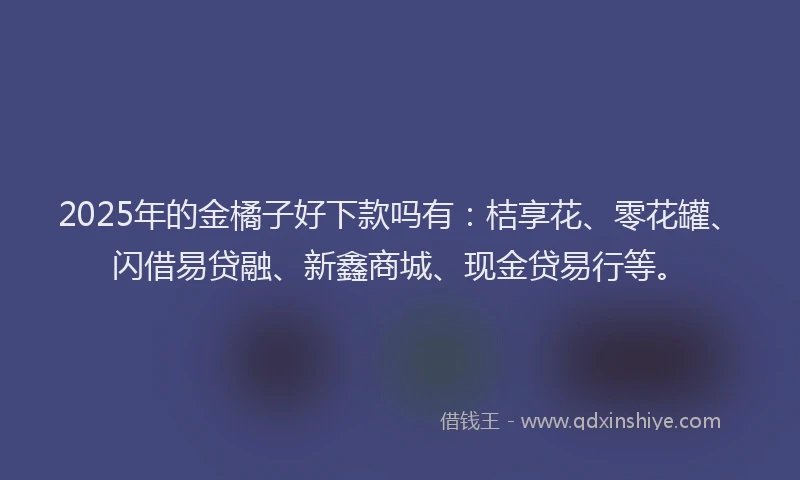2025年的金橘子好下款吗有：桔享花、零花罐、闪借易贷融、新鑫商城、现金贷易行等。