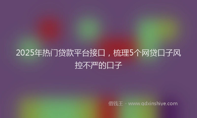 2025年热门贷款平台接口，梳理5个网贷口子风控不严的口子