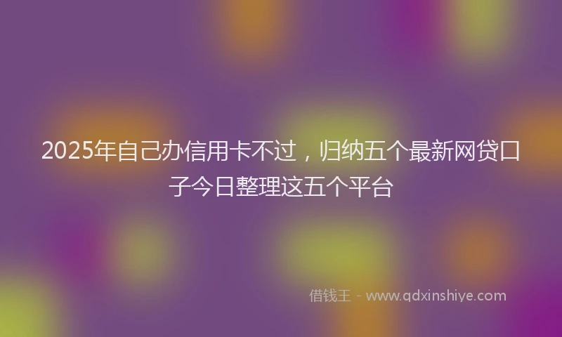 2025年自己办信用卡不过，归纳五个最新网贷口子今日整理这五个平台