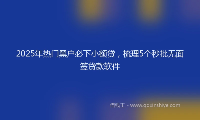 2025年热门黑户必下小额贷，梳理5个秒批无面签贷款软件
