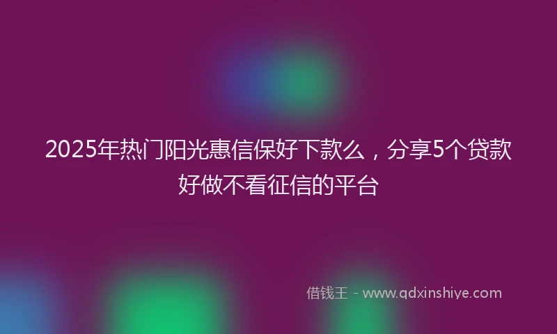 2025年热门阳光惠信保好下款么，分享5个贷款好做不看征信的平台