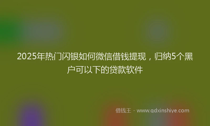 2025年热门闪银如何微信借钱提现，归纳5个黑户可以下的贷款软件