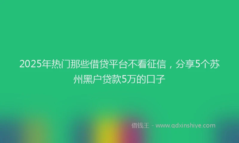 2025年热门那些借贷平台不看征信，分享5个苏州黑户贷款5万的口子